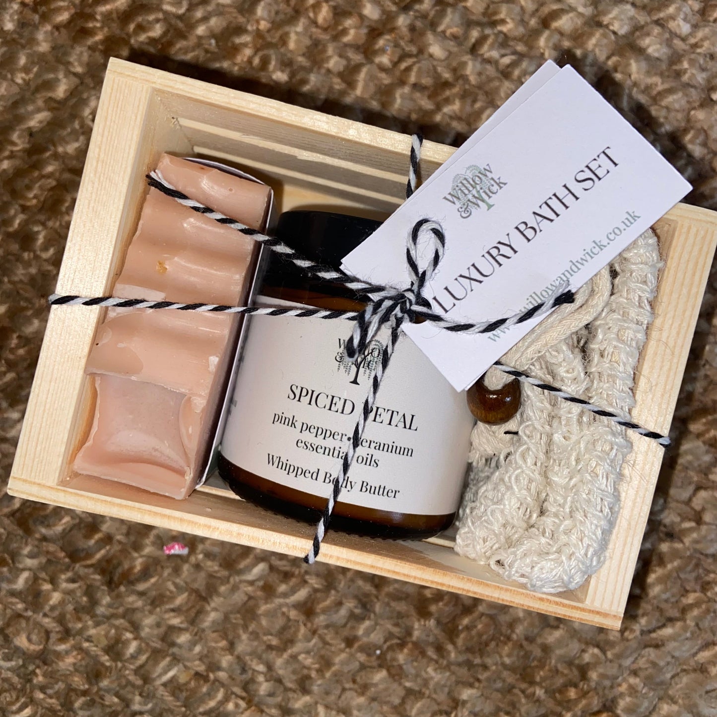 Spiced Petal Gift Set โ Handcrafted Soap & Body Butter in a Mini Wood Crate--Willow & Wick-Willow & Wick